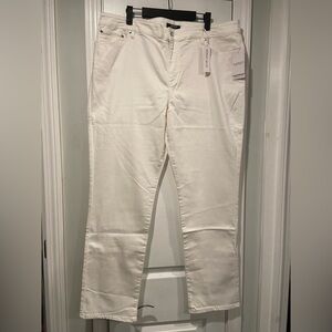 NWT LRL Ralph Lauren Size 22W White Mid Rise Straight Leg Stretch Denim Jeans